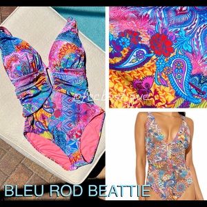 BLEU ROD BEATTIE one Piece pattern key hole swimsuit size 8